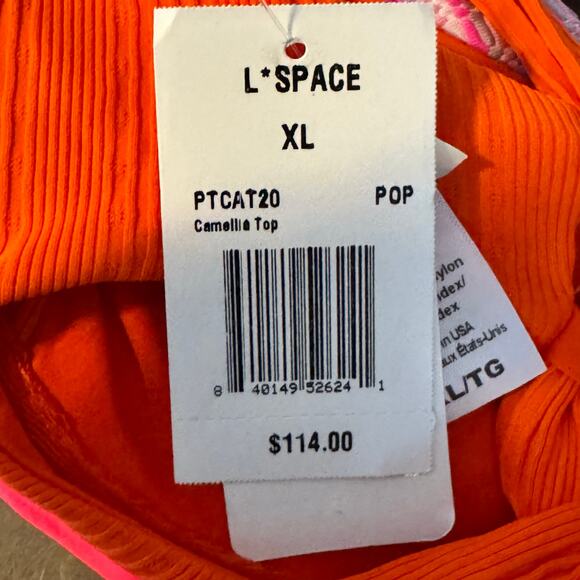 L Space Pointelle Rib Camellia Underwire Bikini Top Poppy Orange NWT Women XL - Picture 7 of 8